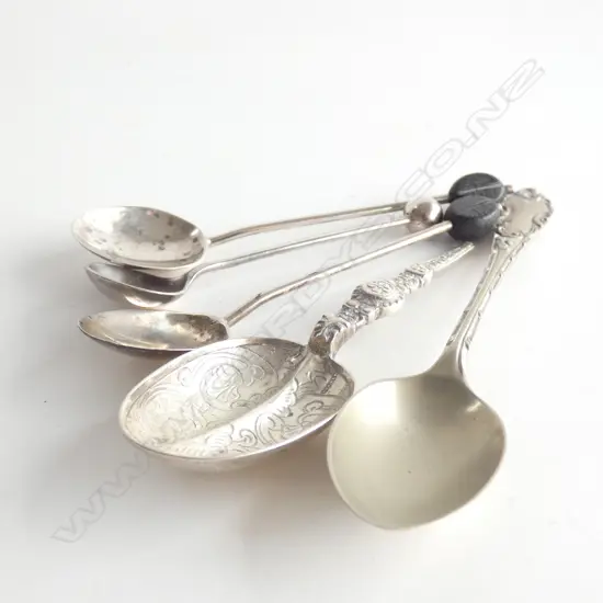 SM BAG STG SILVER SPOONS 2 WITH COFFEE BEAN HANDLES. 1 A/F