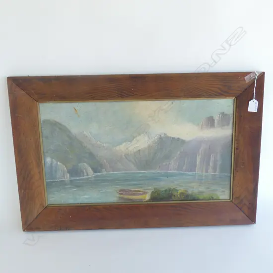 OLD OIL ON BOARD LANDSCAPE 310x570mm OAK FRAME