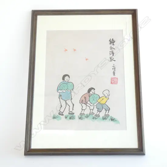 CHINESE W/C FIGURES W WATERMELONS