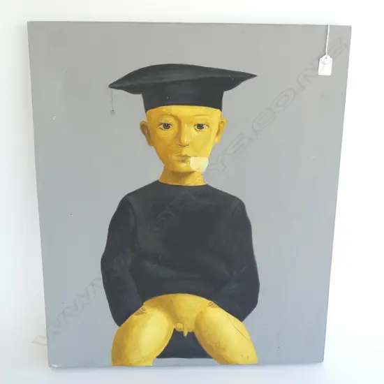 CHINESE ARTIST UNKNOWN OIL ON CANVAS YOUNG SCHOLAR