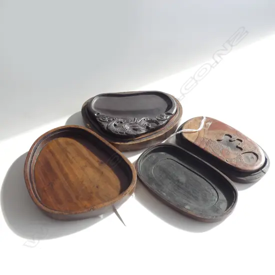 2 CHINESE INK STONES BOXED