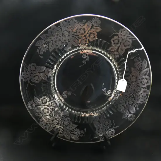 FANCY GLASS WEDDING CAKE PLATE SILVER OVERALL