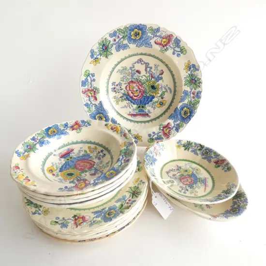 13 PCS MASONS STRATHMORE; PLATES / BOWLS ETC.