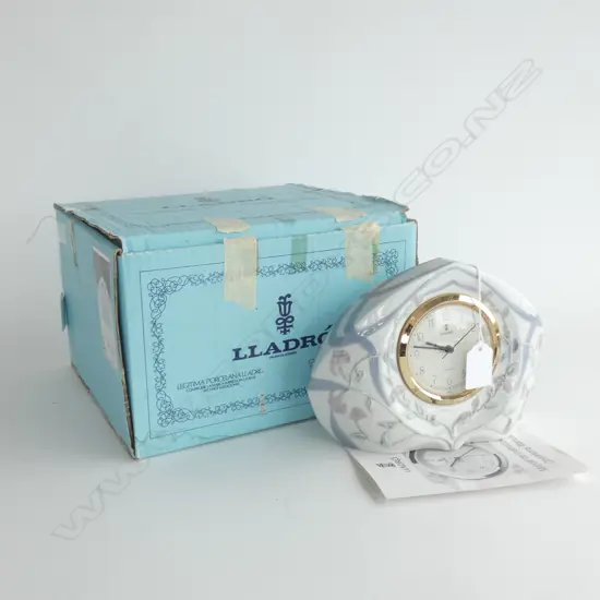 BOXED LLADRO CLOCK, (WORKING), W.210mm