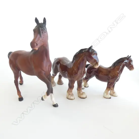 BESWICK BISQUE HORSE (L 220MM) + 2 OTHER HORSES .....