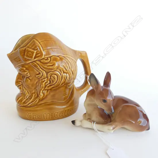 CROWN LYNN MCCALLUM JUG & TITIAN POTTERY FAWN (?)