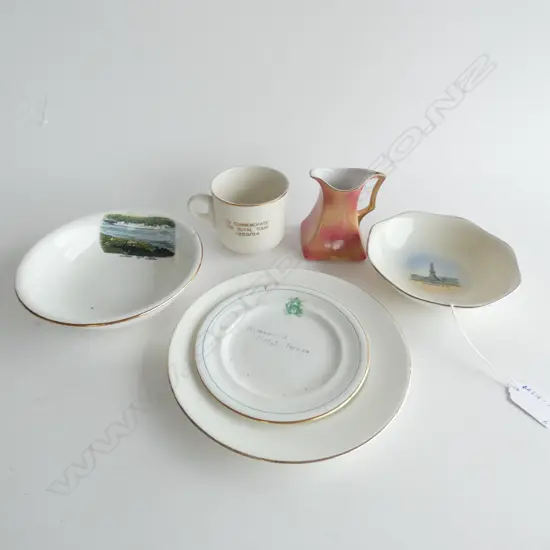 6 VINTAGE CHINA PIECES "WAIHIRERE FALLS" ETC 