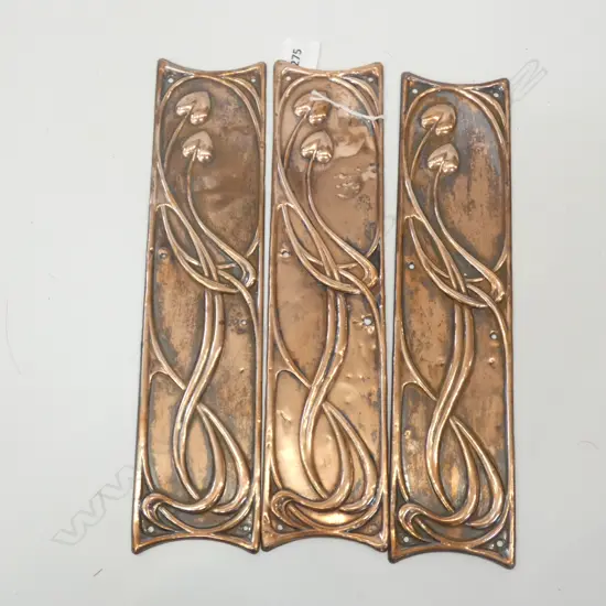 ART NOUVEAU COPPER DOOR PLATES 300x70mm