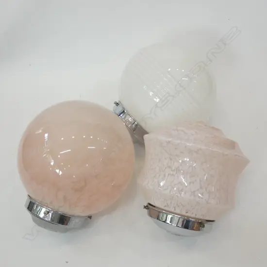 3 ART DECO GLASS LIGHT SHADES