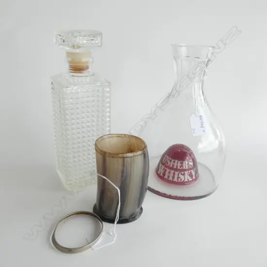 2 DECANTERS H.240mm + HORN CUP 