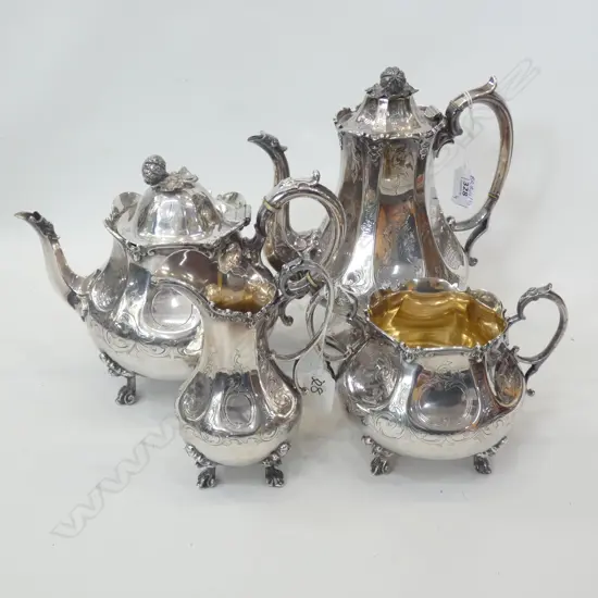 4 PCE OLD SILVER PLATE TEA / COFFEE SET