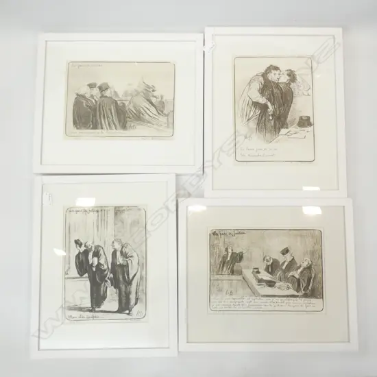 4 FRAMED FRENCH COURTROOM SCENES EDITION OF 400 295x215mm