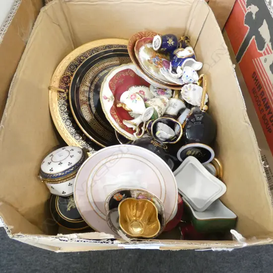 GOOD BOX LOT MOSTLY LIMOGES; PLATES / MINIATURES ETC.