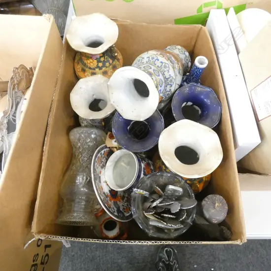 BOX LOT ASST. JAPANESE VASES ETC