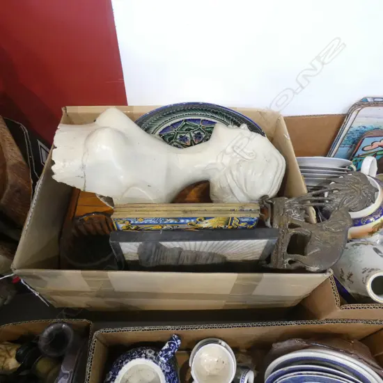 BOX LOT BUST, PLATE, PLAQUES ETC