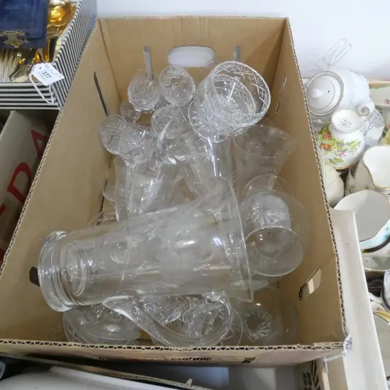 BIG BOX LOT QUALITY GLASSWARE; WEBB CORBETT GLASSES ETC.
