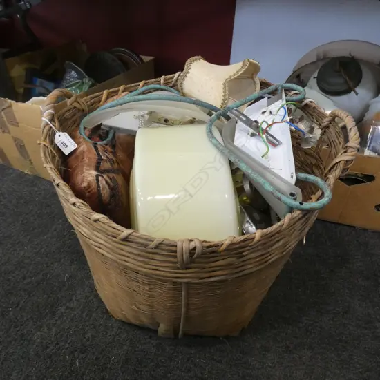 LARGE WOVEN BASKET / DECO LIGHT FITTING ETC