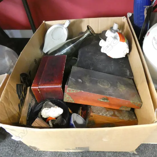 BOX LOT ORIENTAL LACQUERED BOXES ETC