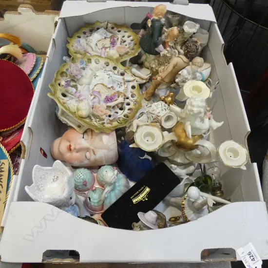 BOX LOT ASST. FIGURINES & PLAQUES ETC