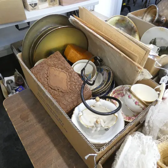 BOX LOT ASST. CHINA /  SILVER ETC