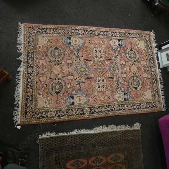 HAND KNOTTED WOOL PILE PALE RED RUG  1830 X 1190MM