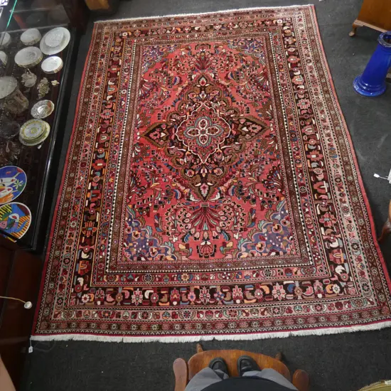 LG HAND KNOTTED WOOL PILE RED RUG H3330 X W2410MM