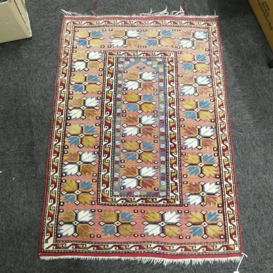 HAND KNOTTED ALL WOOL MIXED PILE RUG 1070x765mm