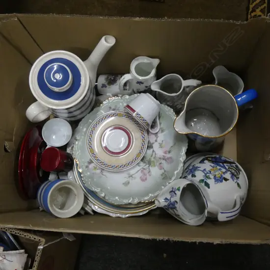 BOX LOT VINTAGE CHINA INCL RD FLAMBE