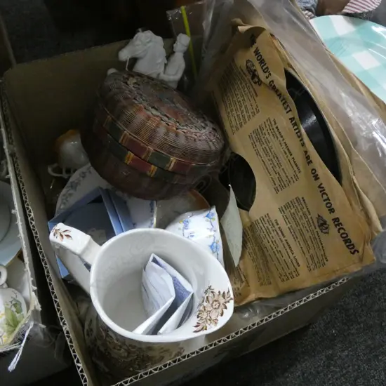 BOX LOT ASST. CHINA / RECORDS ETC