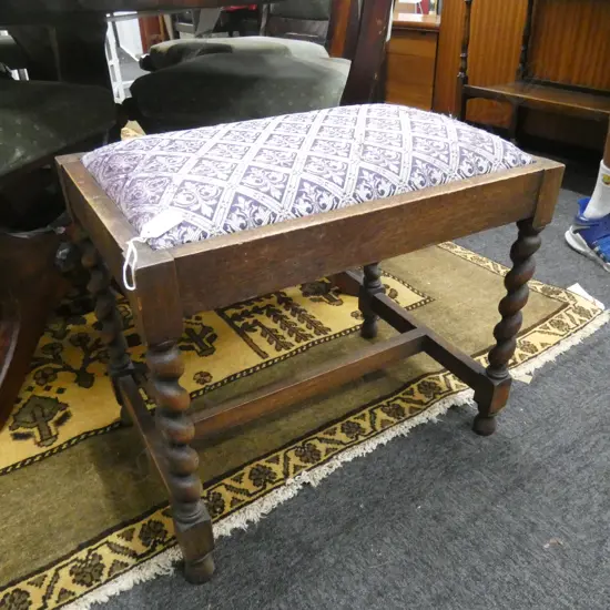 UPHOLSTERED BARLEY TWIST STOOL W.520mm