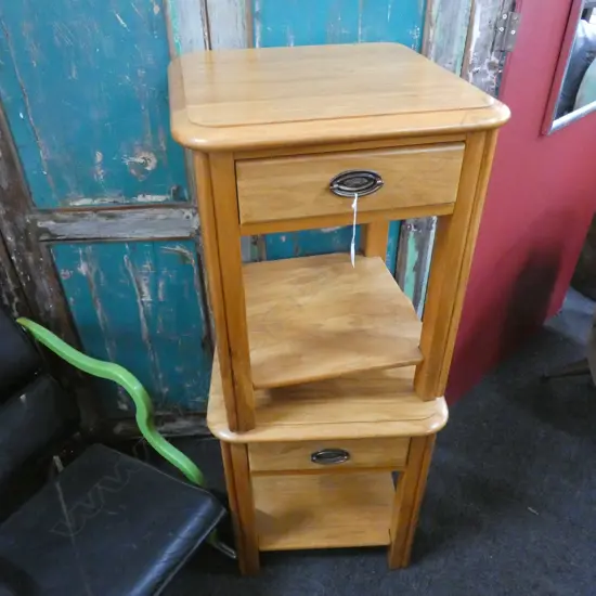 PR DAVIES FURNITURE SOLID RIMU BEDSIDE TABLES...