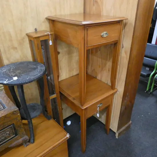 PR DAVIES FURNITURE SOLID RIMU BEDSIDE TABLES...