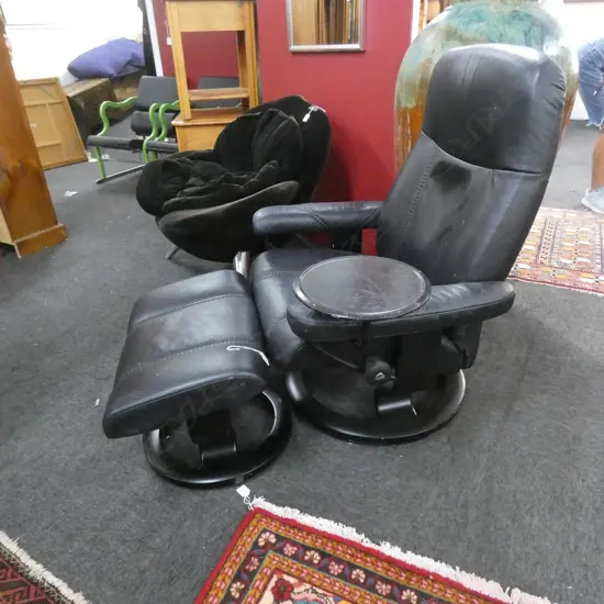 LEATHER ROCKER /RECLINER WITH FOOT STOOL 