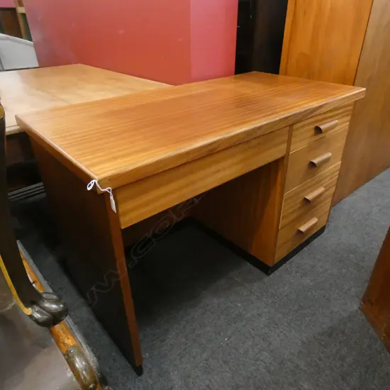 MID CENTURY MAHOGANY VENEER DESK...
