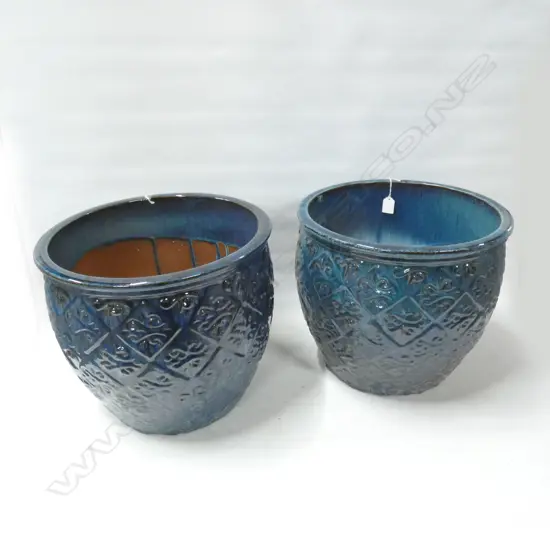 PR TEAL GLAZED GARDEN POTS DIA 370 X H 340MM ...