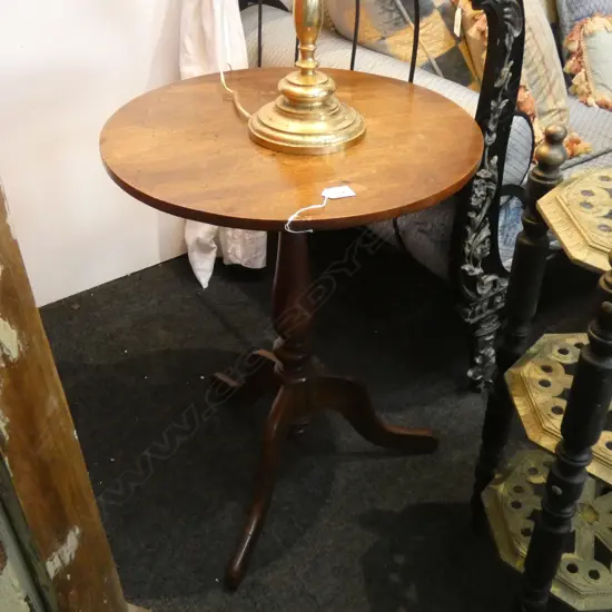 19thC SM ROUND WOODEN DRINKS TABLE DIA 510MM (WATER MARKS TO TOP)