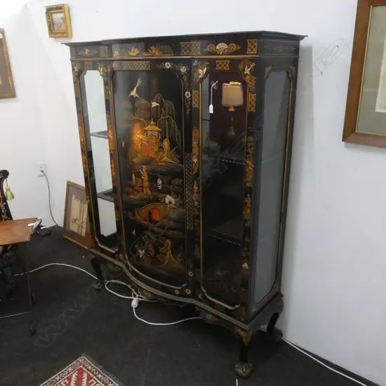 CHINOISERIE PAINTED QUEEN ANNE STYLE CABINET...