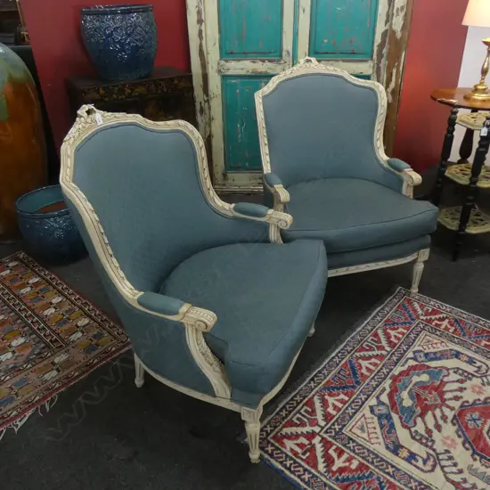 PAIR OF FRENCH STYLE ARMCHAIRS....