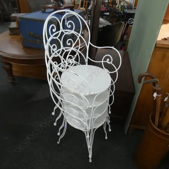 WROUGHT IRON FRENCH STYLE GARDEN SET (1 TABLE/4 CHAIRS)