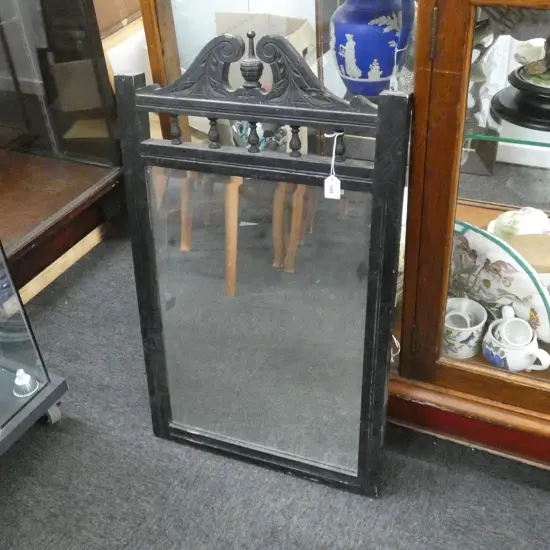 BLACK PAINTED EDWARDIAN MIRROR 810x475mm