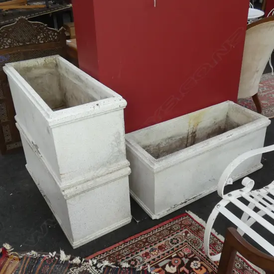 3 WHITE TERRAZZO PLANTERS...