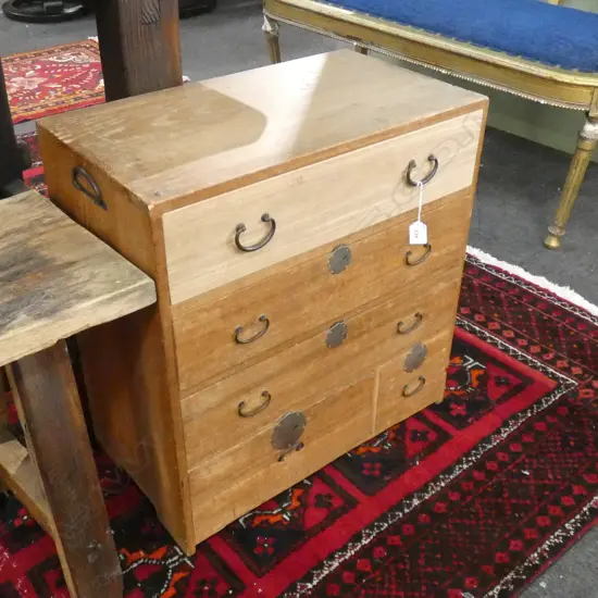 SM VINTAGE WOODEN JAPANESE TANSU CHEST - 5 DRAWER 455 X 310  X 580MM