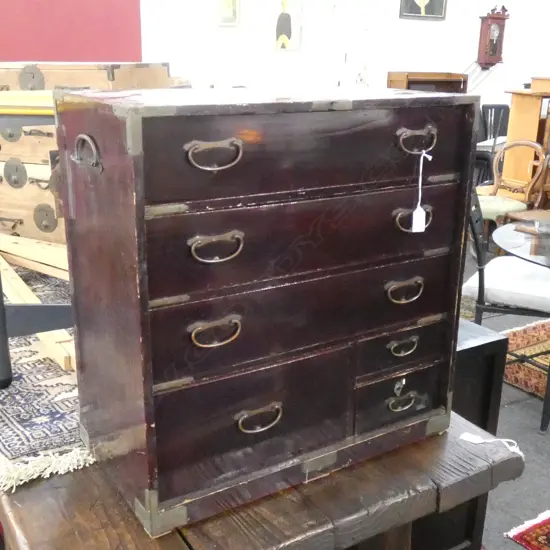 OLD JAPANESE KO DANSU SMALL BEDSIDE CHEST LACQUERED...