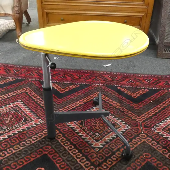 YELLOW CASSINA ITALY SIDE TABLE ON WHEELS