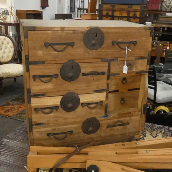 OLD JAPANESE KO DANSU SMALL BEDSIDE CHEST MILITARY...