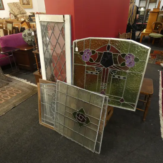 6 LEADLIGHT WINDOWS GREEN ONE H.630mm W.645mm