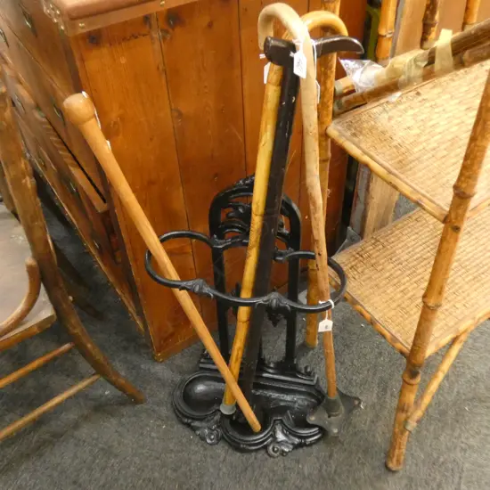 VINTAGE BLACK PAINTED CAST IRON UMBRELLA STAND H.635mm