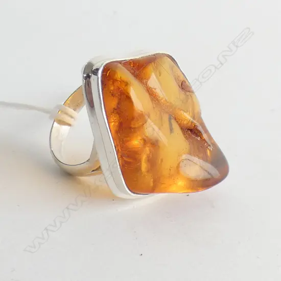 LG AMBER 925 SILVER SET RING