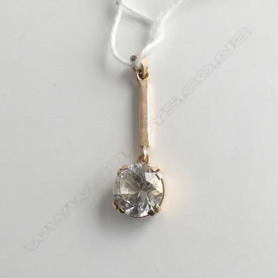 RETRO 9CT & LGE BERYL DROP BAR PENDANT
