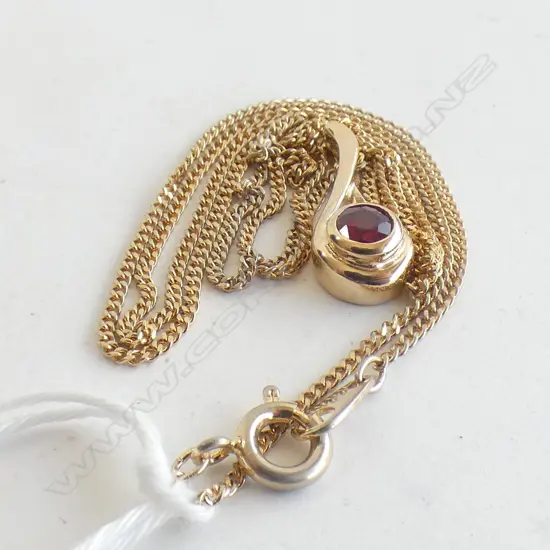 9ct gold ruby pendant plated chain
